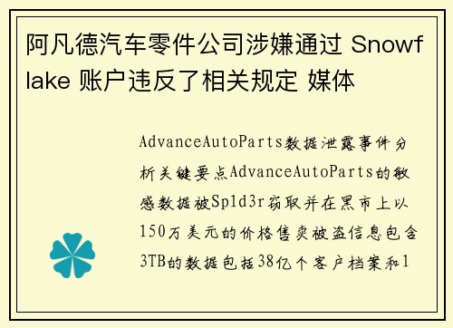 阿凡德汽车零件公司涉嫌通过 Snowflake 账户违反了相关规定 媒体